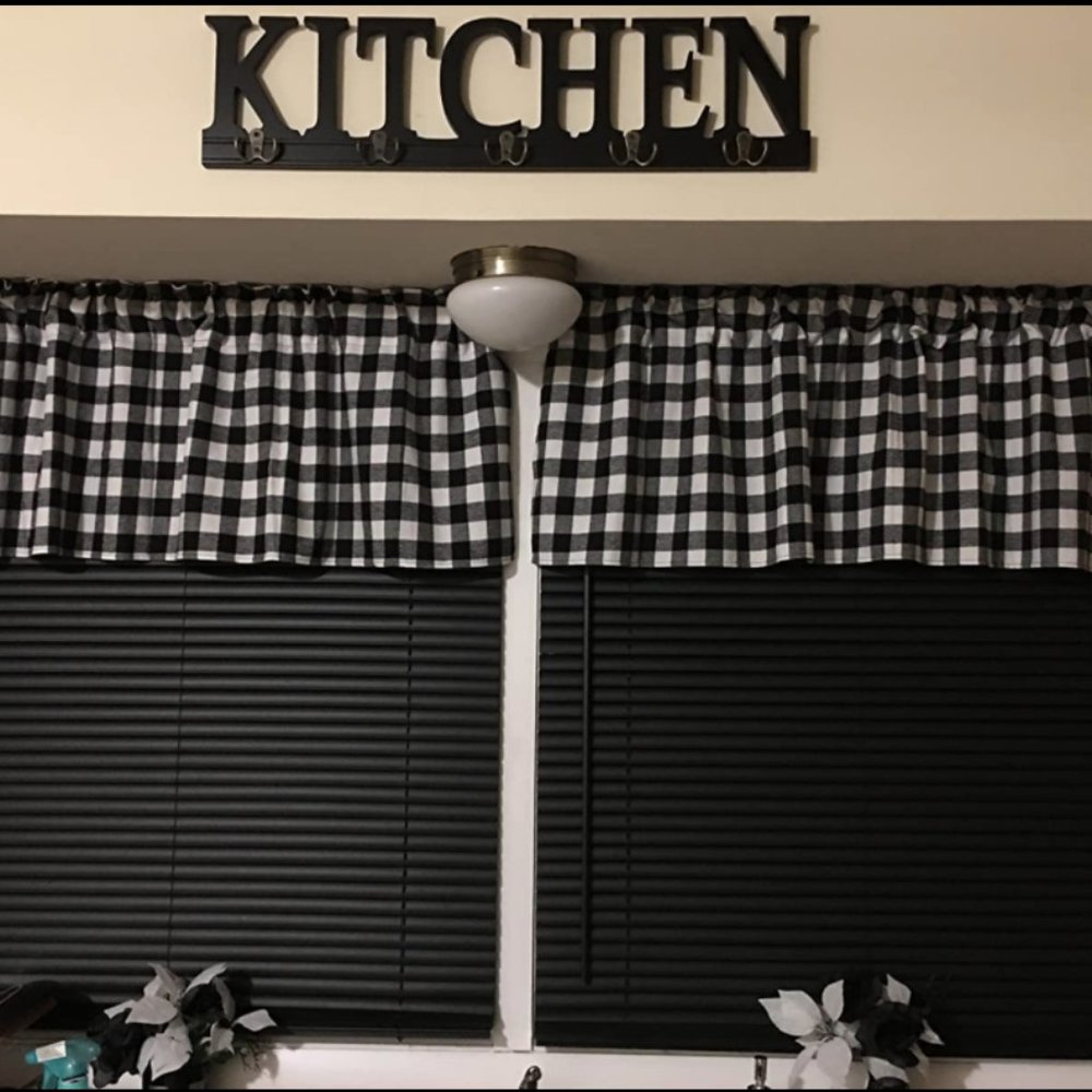 2 Pack Buffalo Check Plaid Cotton Window Curtains